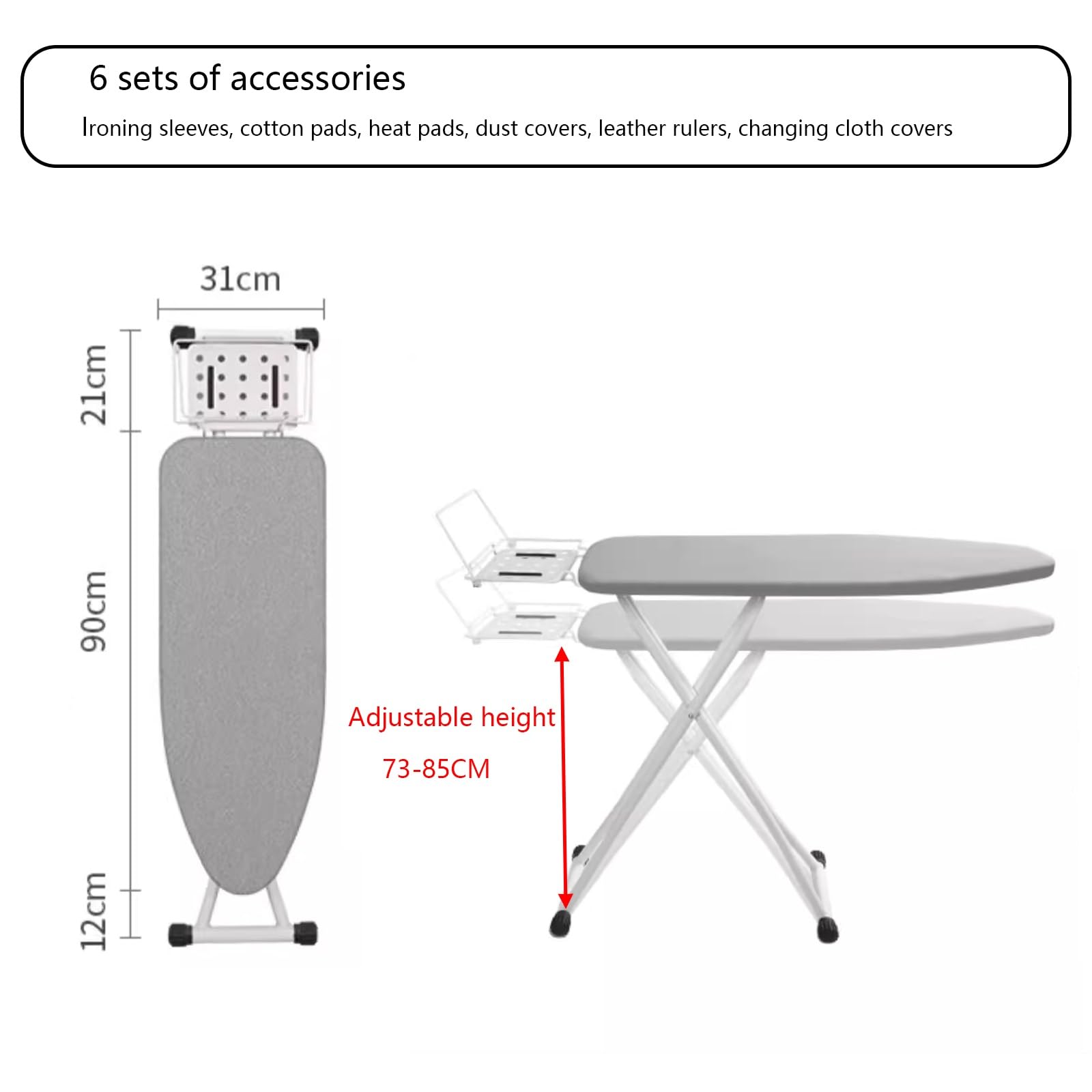 Tabla de Planchar con Funda Resistente al Calor Tabla de Planchar de Altura Ajustable Soporte de Planchado Plegable Antideslizante Cómodo de Usar(Blue3)
