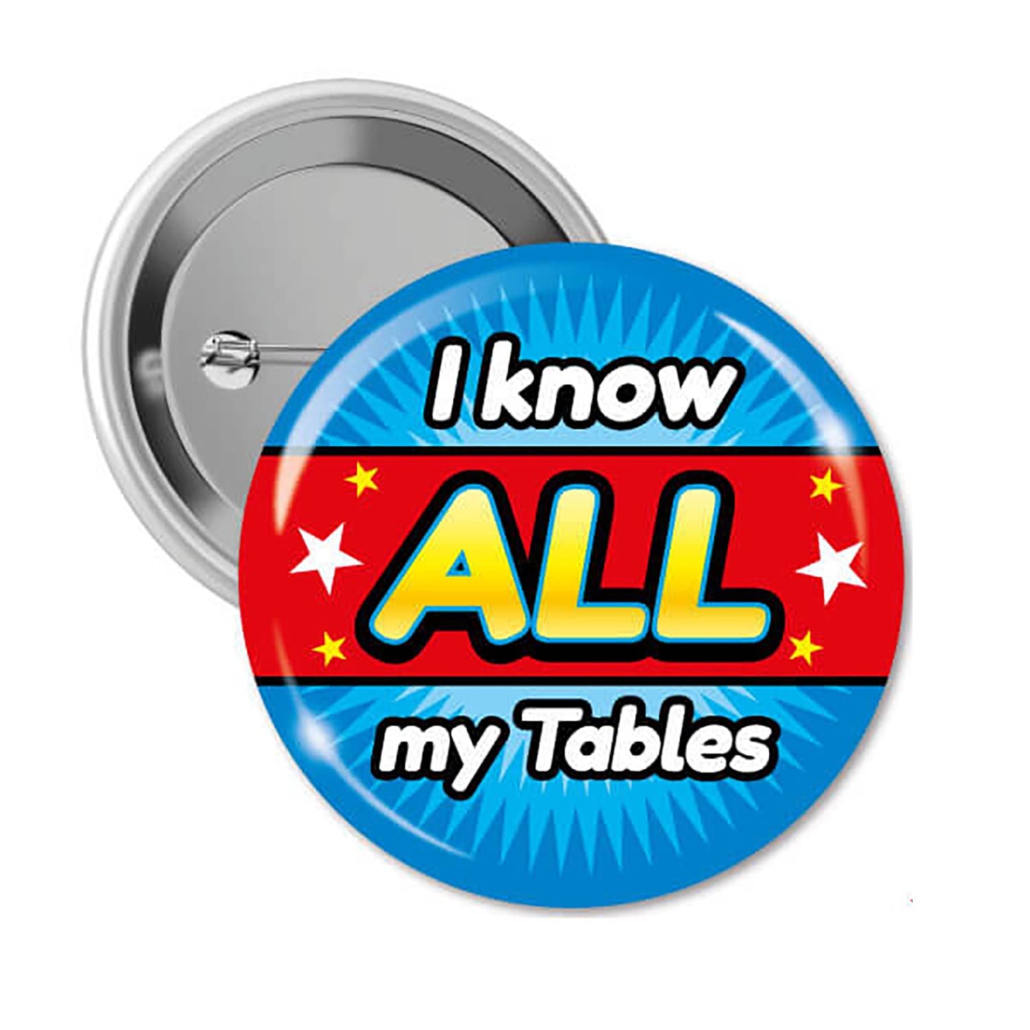 10 I Know All My Tables Multiplication Childrens Pupils Smiley Motivational School Praise Teachers Reward Badges 38mm Primary Teaching Services