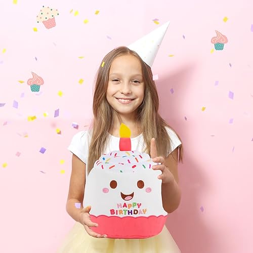 Miniatura 6 de Peluche de pastel de cumpleaños de 12 pulgadas, lindo juguete de peluche de pastel de cumpleaños, decoración de fiesta de cumpleaños, regalo de