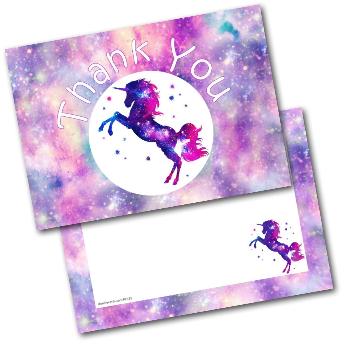 doodlecards Thank You Cards Thankyou Postcards Unicorn Pack of 20 Cards & Envelopes. Printed in UK, Premium Quality & 100% Recyclable.