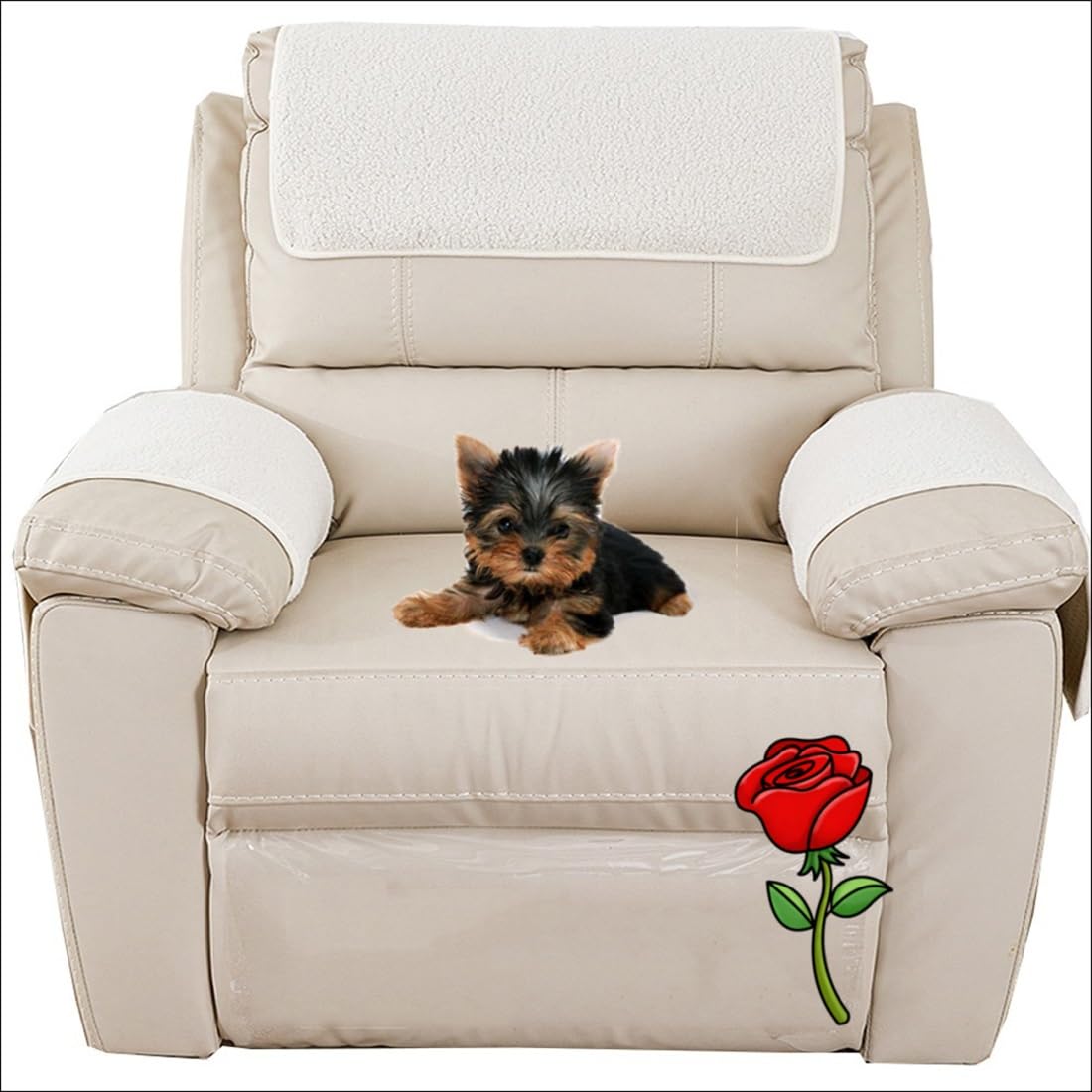 Miecoae Sofa Armchair Covers Armrest Headrest Slipcovers Recliner Chair Arm Cover Armchair Cover for Leather Sofa Couch Protector(1877,1 Seater 3 piece)