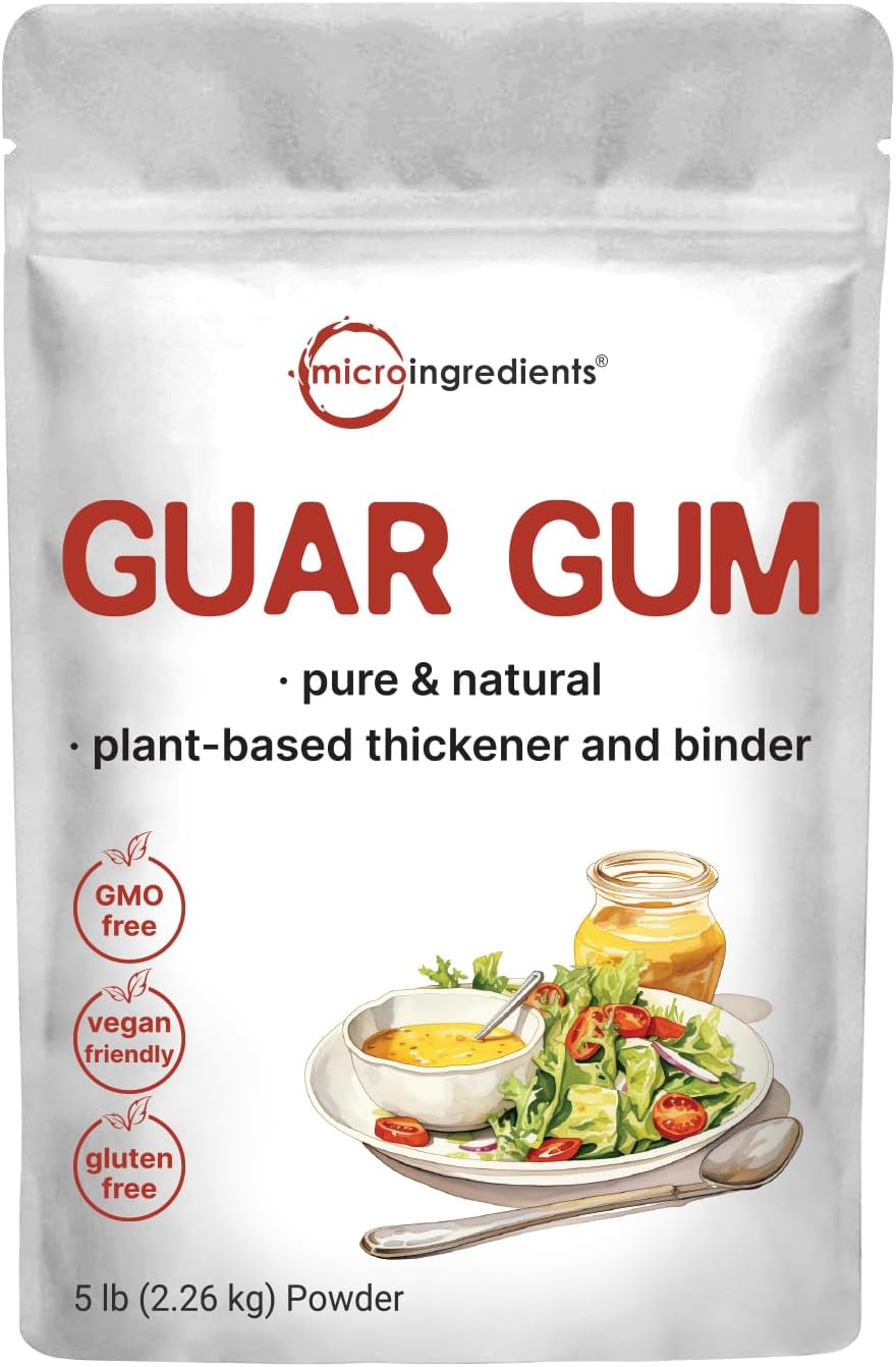 Guar Gum Powder, 5lb (80oz) | Planted-Based Source from Guar Beans | Unflavored Thickening Agent for Cooking & Baking | Low Calories with High Fiber | Non-GMO, Gluten Free, Keto Friendly