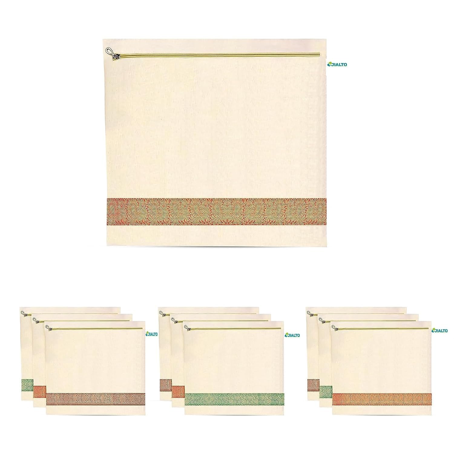 JIALTO Pack Of 12 Cotton Saree Cover With Zip, Cotton Cover For Cloth Organizer, Stylish Saree Covers Bags For Storage And Wardrobe Organization Size 14 X 16 Inch, White (B0CR7DSGCQ) Amazon Price History, Amazon Price Tracker
