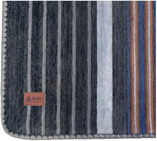 Miniatura 9 de Qisu - Manta de lana de alpaca, grande, hermosa, cálida, variada, 85 x 65 pulgadas, ultrasuave, hipoalergénica y transpirable, tela que no pica ni