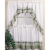 CHF & You Cottage Ivy Country Curtain Tier And Swag Set, Multi, 56-Inch X 36-Inch