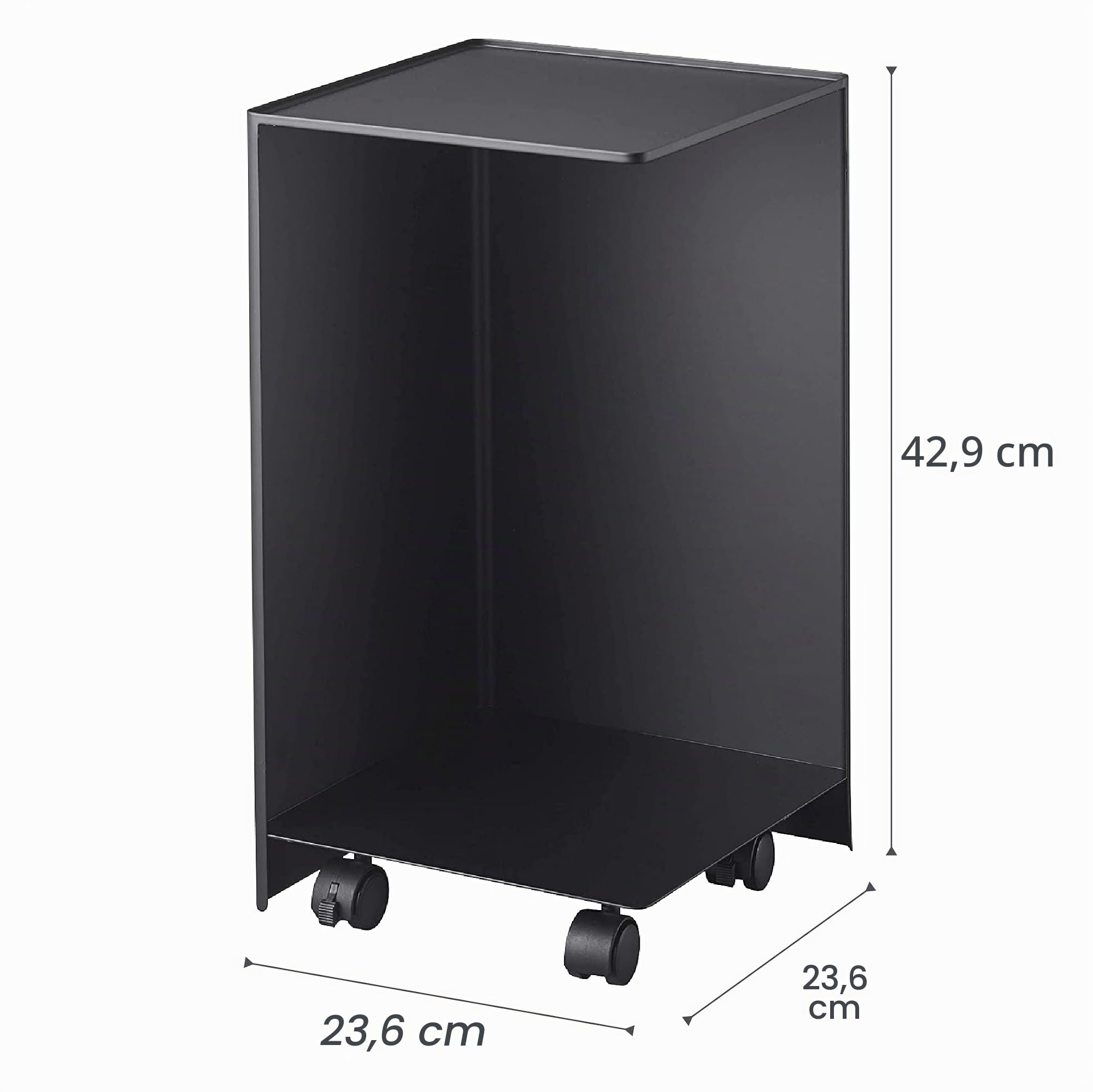 Yamazaki 5281 Tower Toilet Paper Holder with Caster, Black, Steel, 23.5 x 23.5 x 43 cm
