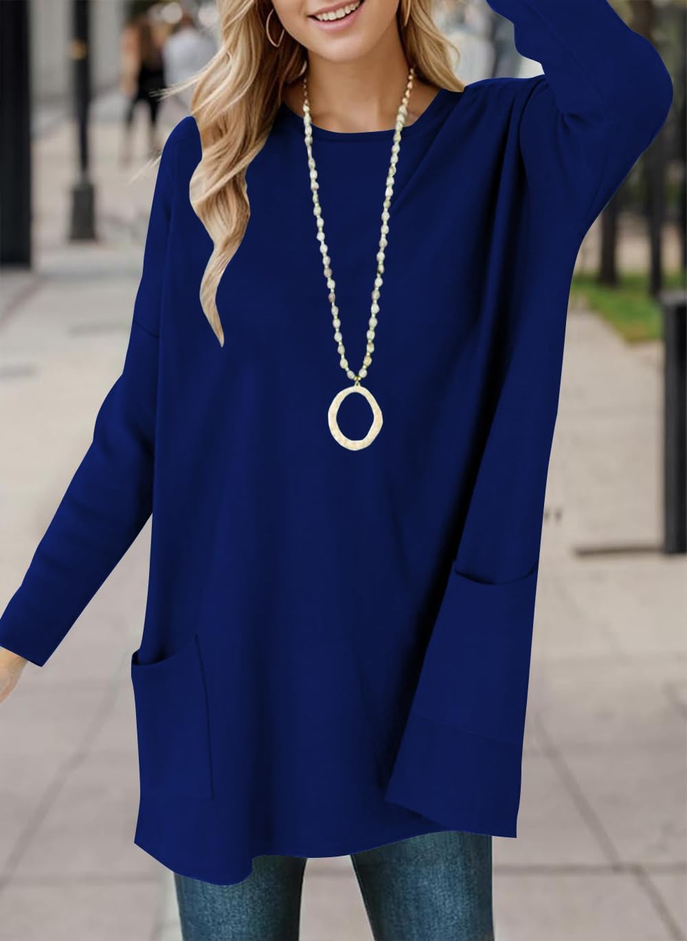 Naggoo Womens Long Sleeve Tunic Tops with Pockets for Leggings Casual Long T Shirts Floral Print Blouses - Image 4