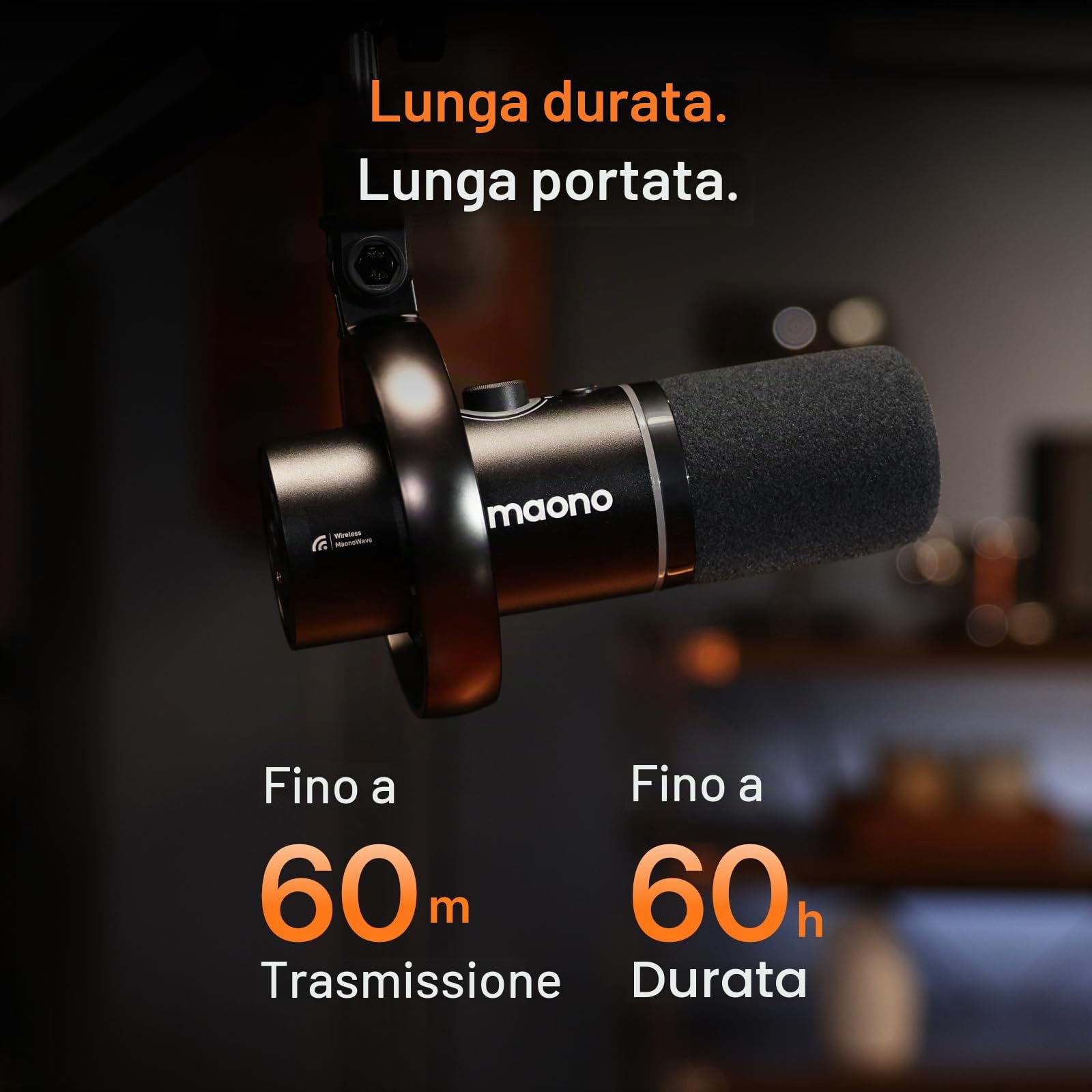 MAONO PD200W Hybrid Microfono per Podcast da PC, Senza Fili, USB/XLR Microfono Dinamico Braccio di sollevamento, Software, Cancellazione del Rumore, Podcast, Streaming, gaming, Home Studio e Voceover