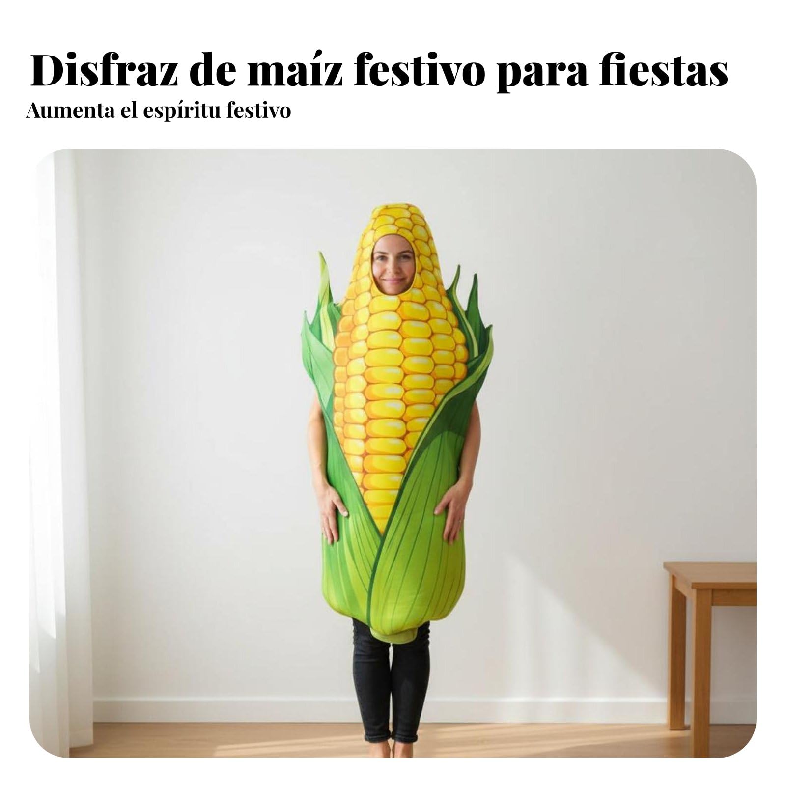 Disfraz de Maíz Adulto Vegetal Traje Alimenticio Mono sin Mangas Esponja Compuesta Transpirable Fácil de Vestir sobre la Ropa de, Maíz-Adulto