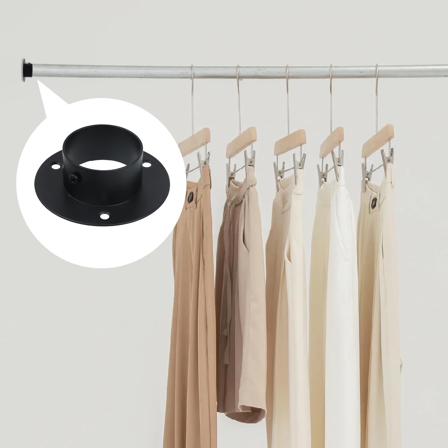 4 Pcs Closet Rod Holder, Rod Support Stand for Wardrobe Top