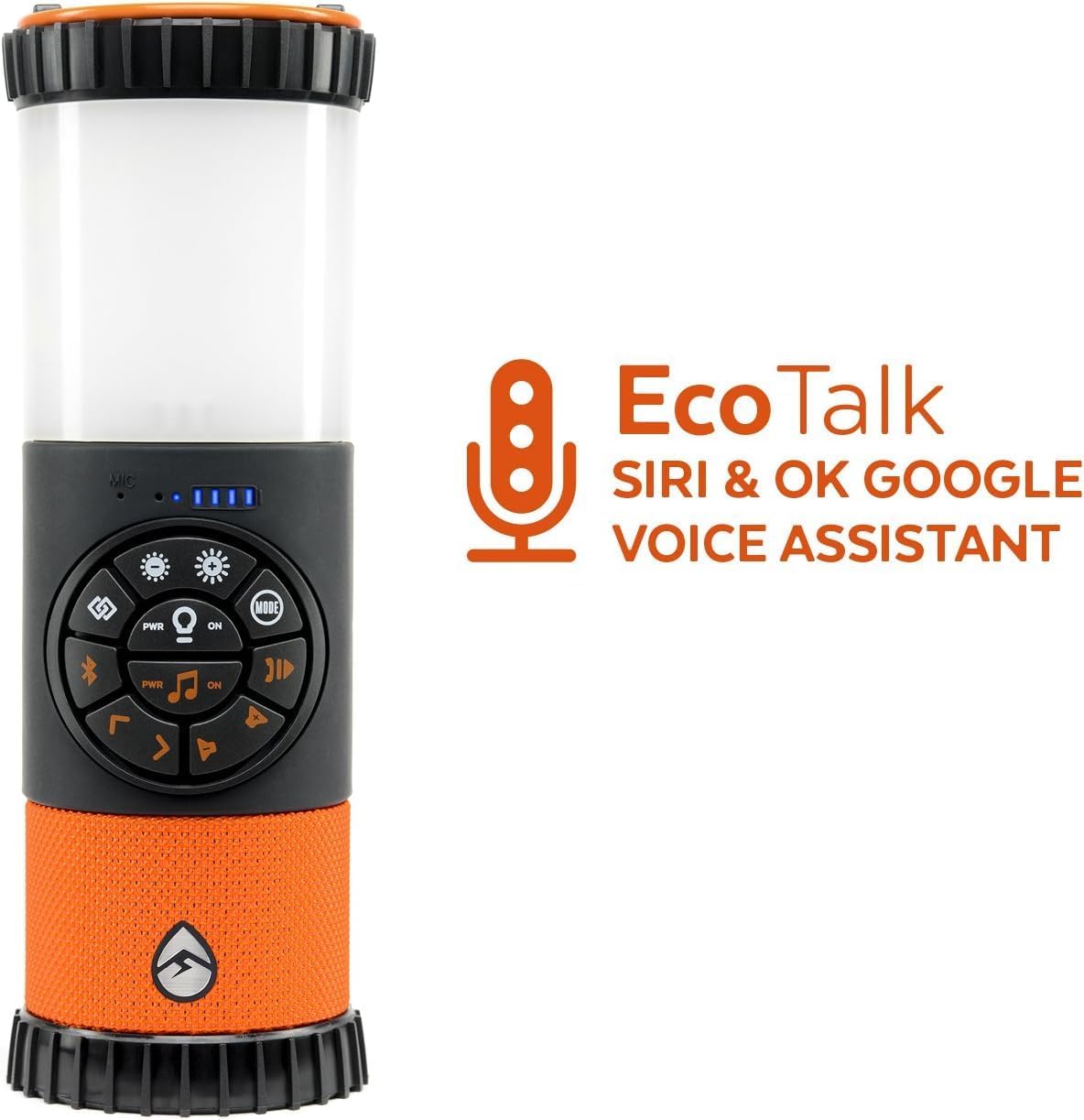 ECOXGEAR EcoLantern: Indoor/Outdoor Portable Bluetooth Speaker, 88dB Loud, IP67 Waterproof, with 360 Degree Sound and Party Lights, 20+ Hours Playtime (Orange)