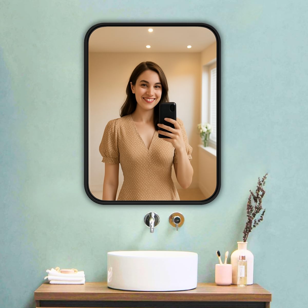 Metal Frame Mirror - 12x18 Inch Wall Mirror -8