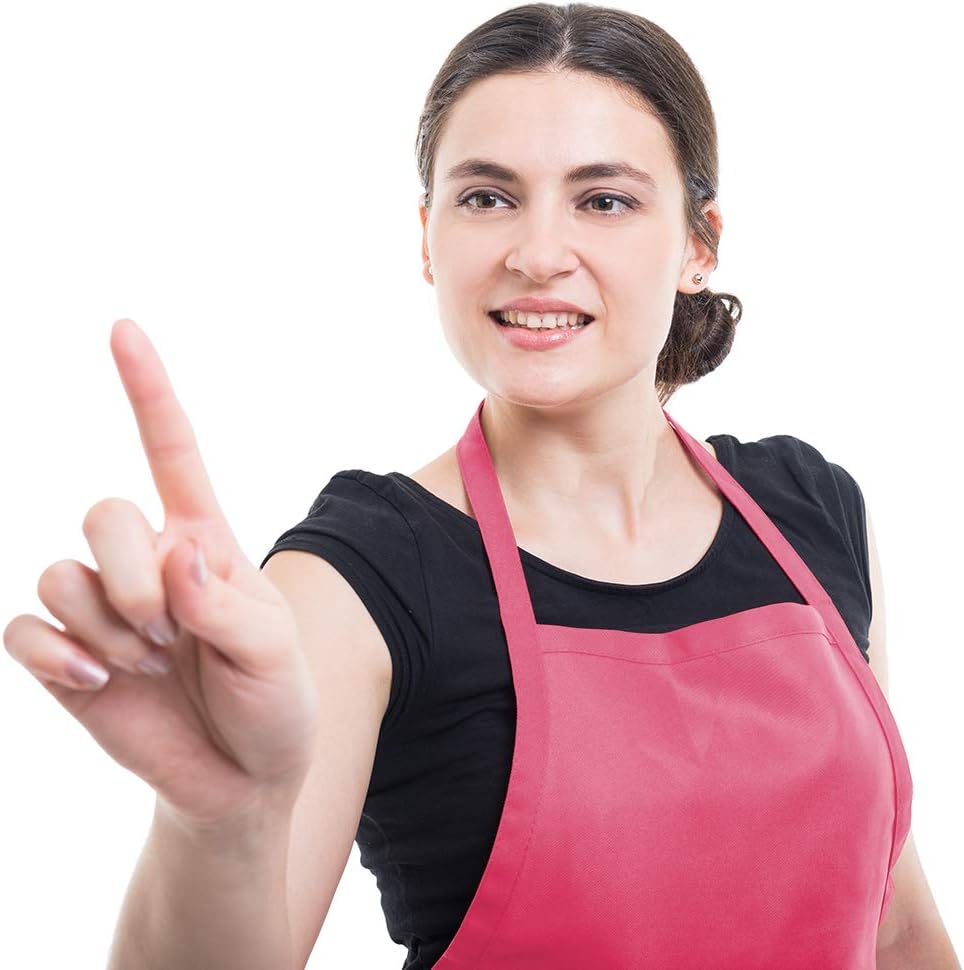 Pink 6PCS Apron for Women Adult Unisex Durable with 2 Front Pockets Washable Chef Cooking Baking Kitchen Restaurant Crafting Painting Aprons - Image 5