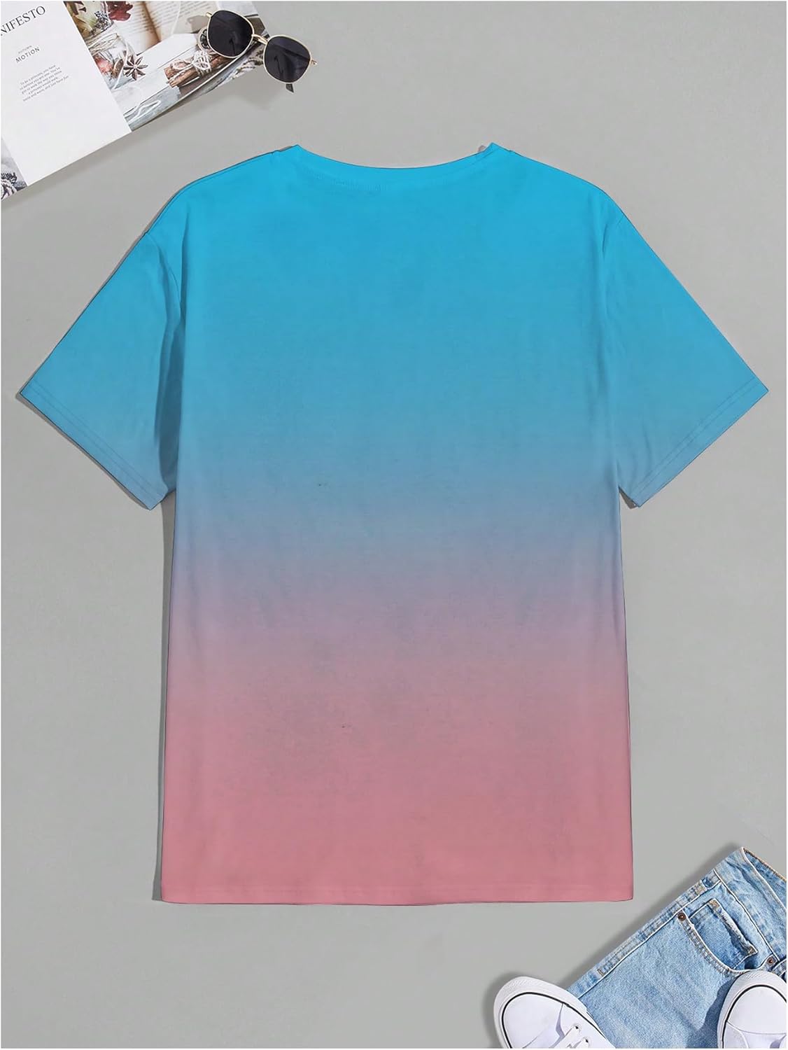 Floerns Men's Summer Streetwear Causal T Shirts Ombre Tropical Print Crewneck Short Sleeve Tee Shirts Tops - Image 3