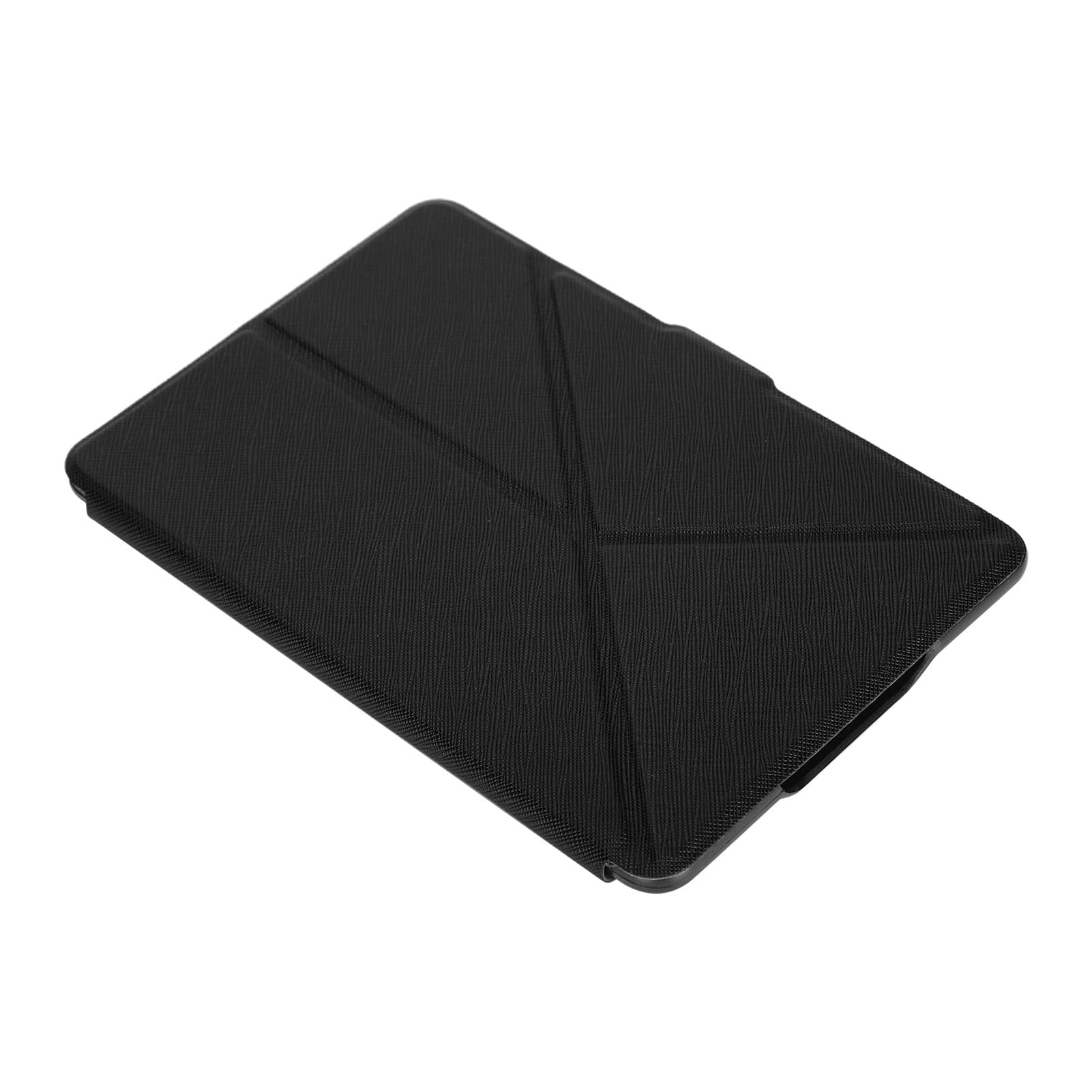 Funda Protectora, Funda de Cuero de PU Lector de Libros Electrónicos con Patrón Cruzado Deformado Funda de Cuero de PU para Paperwhite1/2/3 (Black)