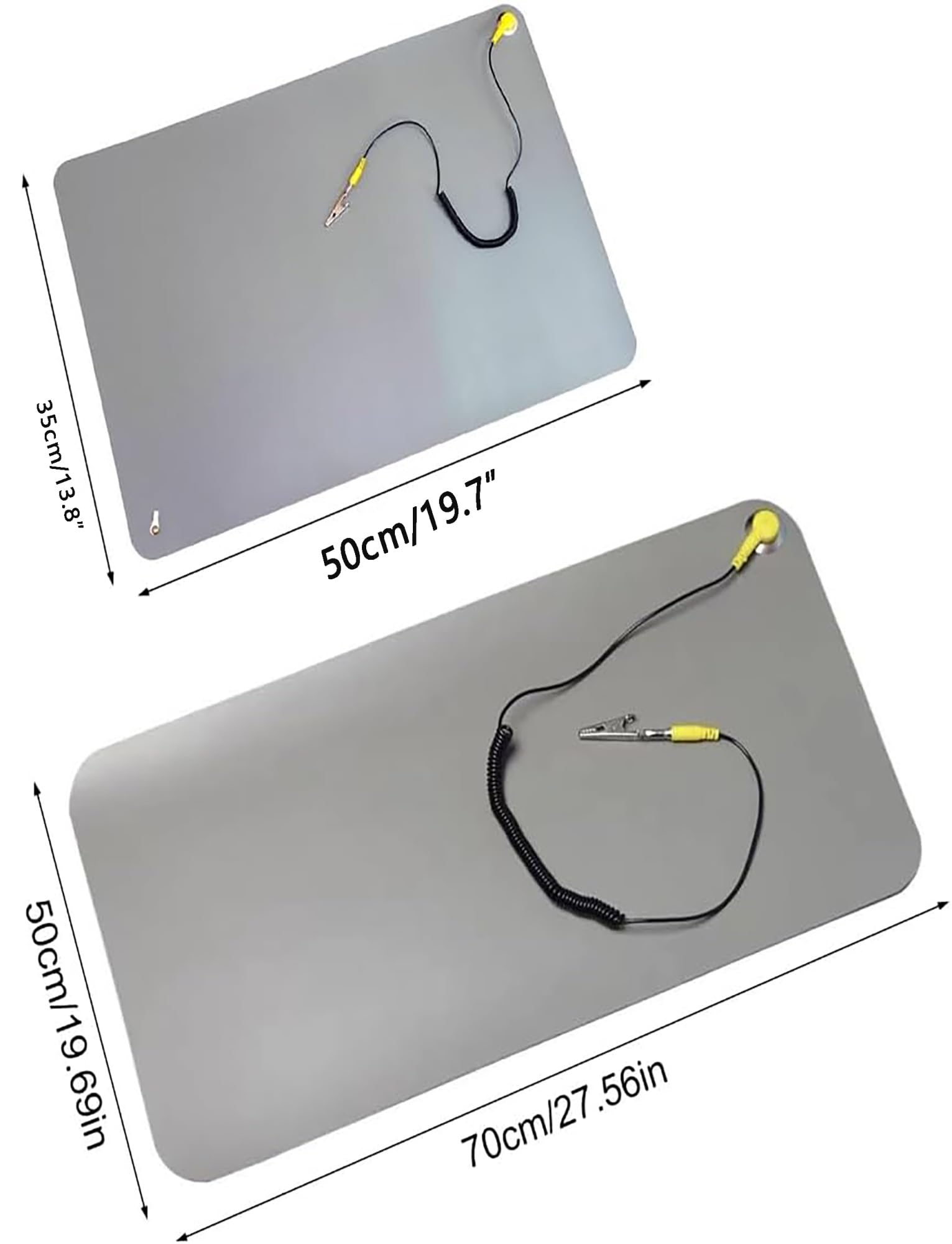 Estera grande del banco de trabajo de la soldadura Kit de alfombrilla de goma ESD con cable de tierra y muñequera gris (varios tamaños)(50x35x0.2cm)