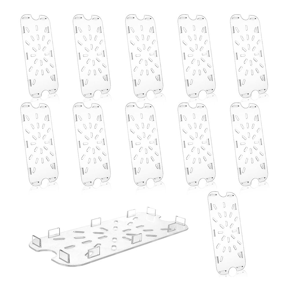 CTRLZS 1/3 Size Food Pan Plastic Drain Shelf 12 PCS Clear Plastic Grate Acrylic Food Drain Trays Plastic Drain Pan