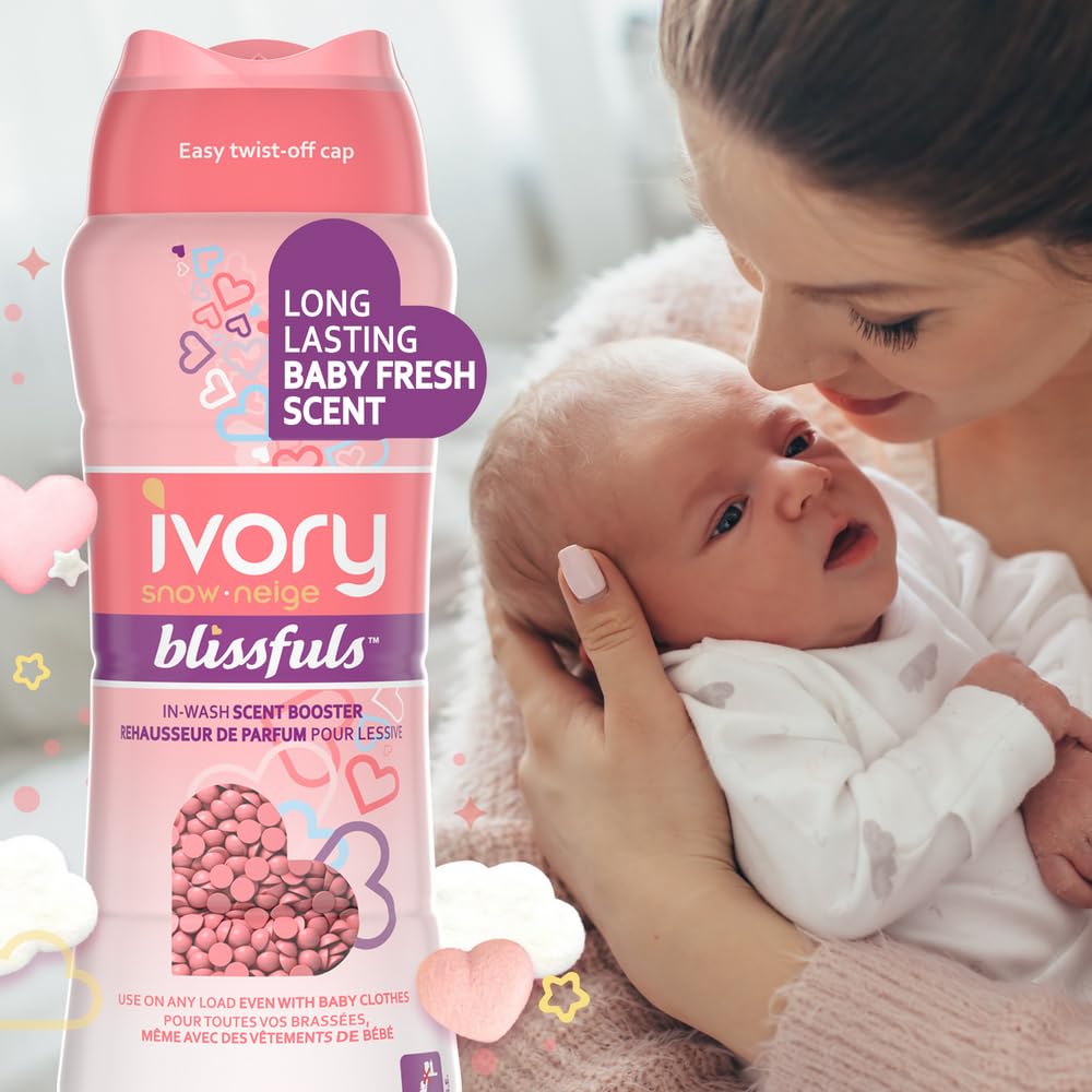 Ivory Snow Blissfuls In-Wash Laundry Scent Booster Beads, Baby Fresh Scent, 515 G