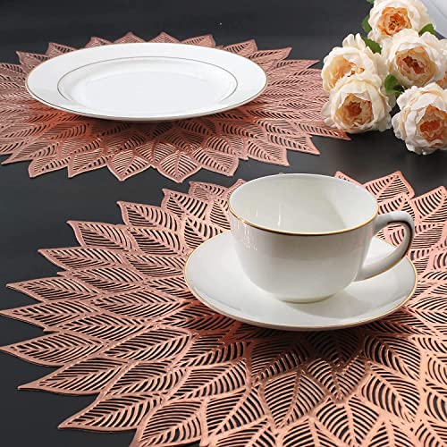 Image of Dakshya Industries Waterproof PVC Round Table Placemats Set of 2 (38x38 cm) - Stylish Non-Slip Dining Mats (Copper)