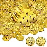24 Pieces Foil Gold Bar Treasure Boxes Pirate Gold Bar Favor Boxes Paper Gold Brick Decoration and...