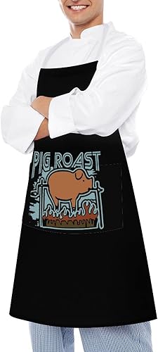 Miniatura 4 de Pig Roast - Delantal unisex con bolsillos, ajustable, impermeable, para cocina