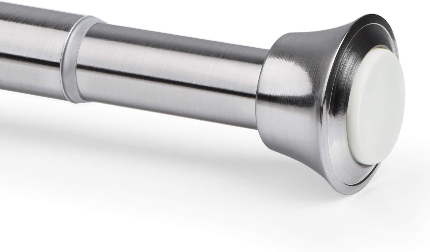 KAMANINA 1 Inch Shower Curtain Rod, 54 to 90 Inches, Nickel, Trumpet End, Twist Lock Design