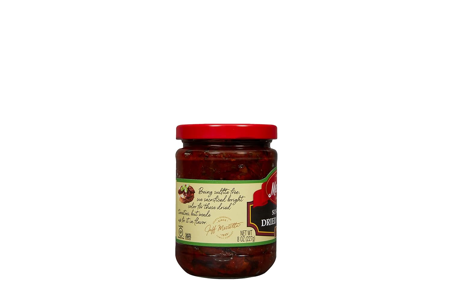 Mezzetta Sun Dried Tomatoes in Olive Oil - Sundried Tomatoes Made With Fresh California Tomato - Non-GMO, Gluten Free, Keto, Sulfite Free - No Artificial Colors or Flavors - 8 Oz Jar - Pack of 6