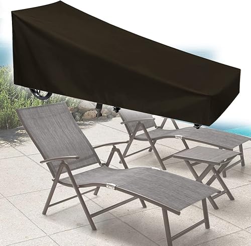 Fundas impermeables para tumbonas para exteriores, patio, piscina, tumbona, resistente al viento, con correas de cierre de clic (negro, 82 pulgadas