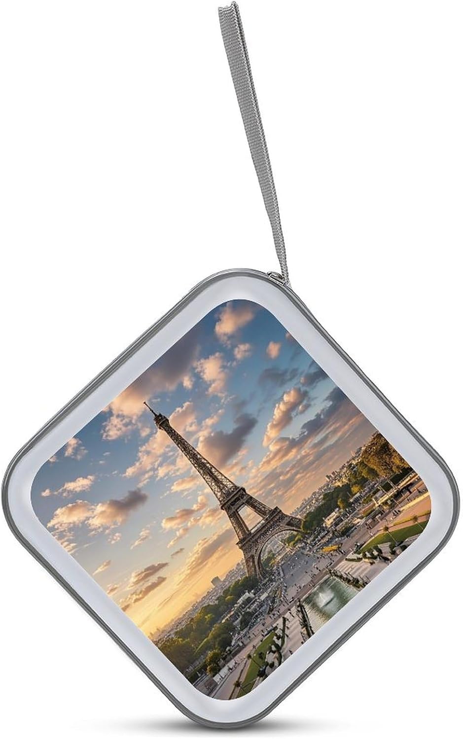 French Paris Tour Eiffel Tower DVD Case, 40 Capacity CD Case Holder with Zippers, Portable CD Holder Hard Plastic Disc Cases Personalized DVD Wallet Organizer for Car Home Travel image 3
