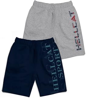 HELLCAT Pack of 2 Trendy Typographic Printed Mid Rise Shorts for Boys Price In India