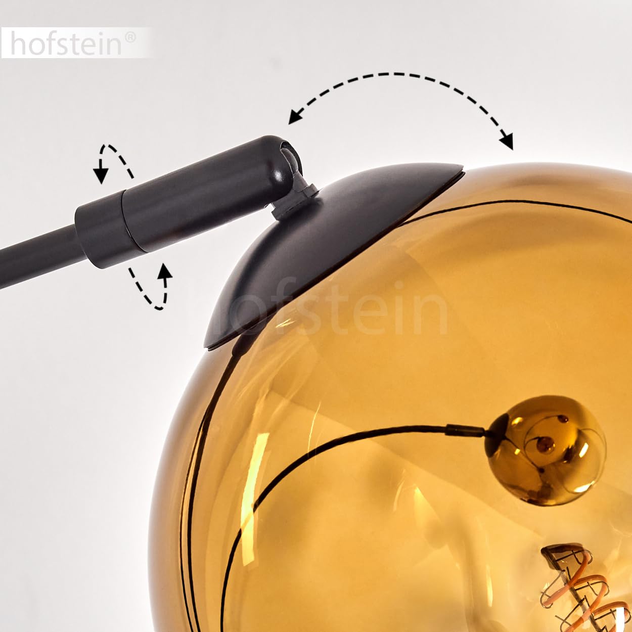 Stehleuchte Koyoto, Stehlampe aus Metall/Glas in Schwarz/Goldfarben/Klar, Leuchte im modernen Retro/Vintage-Design mit Schirmen aus Glas (Ø 15cm) u. Fußschalter, Höhe 210cm, 3 x E14, ohne Leuchtmittel
