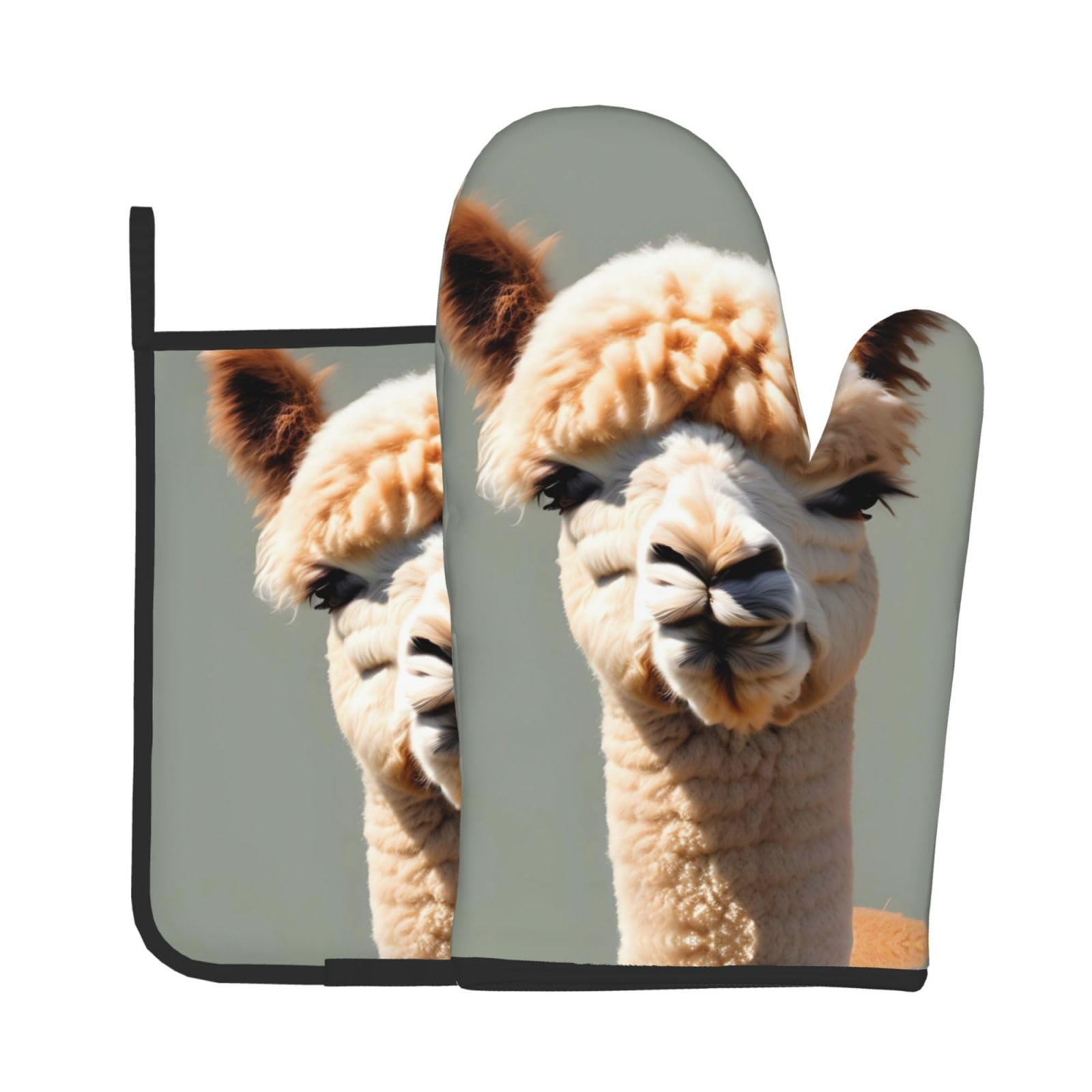Oven Mitts and Potholders Set of 2 for Kitchen Baking Cooking GrayAlpaca Avatar Thick and Durable