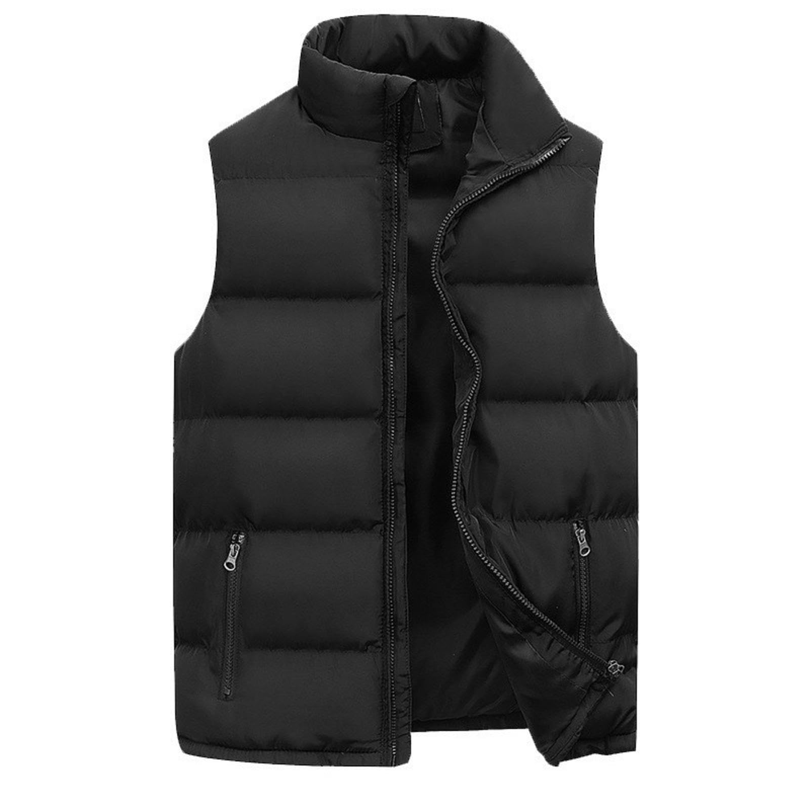 Gilet avec Logo Personnalisé pour Hommes, Gilet Chaud À Fermeture Éclair sans Manches Manteau, Vêtements Décontractés Printemps Automne et Hiver