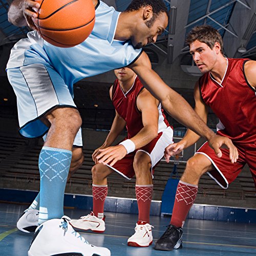 Basketball Net Socks | Cooldry Light Compression Elite Crew Basketball Socks | Men & Women/Girls & Boys Athletic Socks | Unique Fan & Athlete Basketball Sock Design (Purple & Yellow, Medium) #TOP3