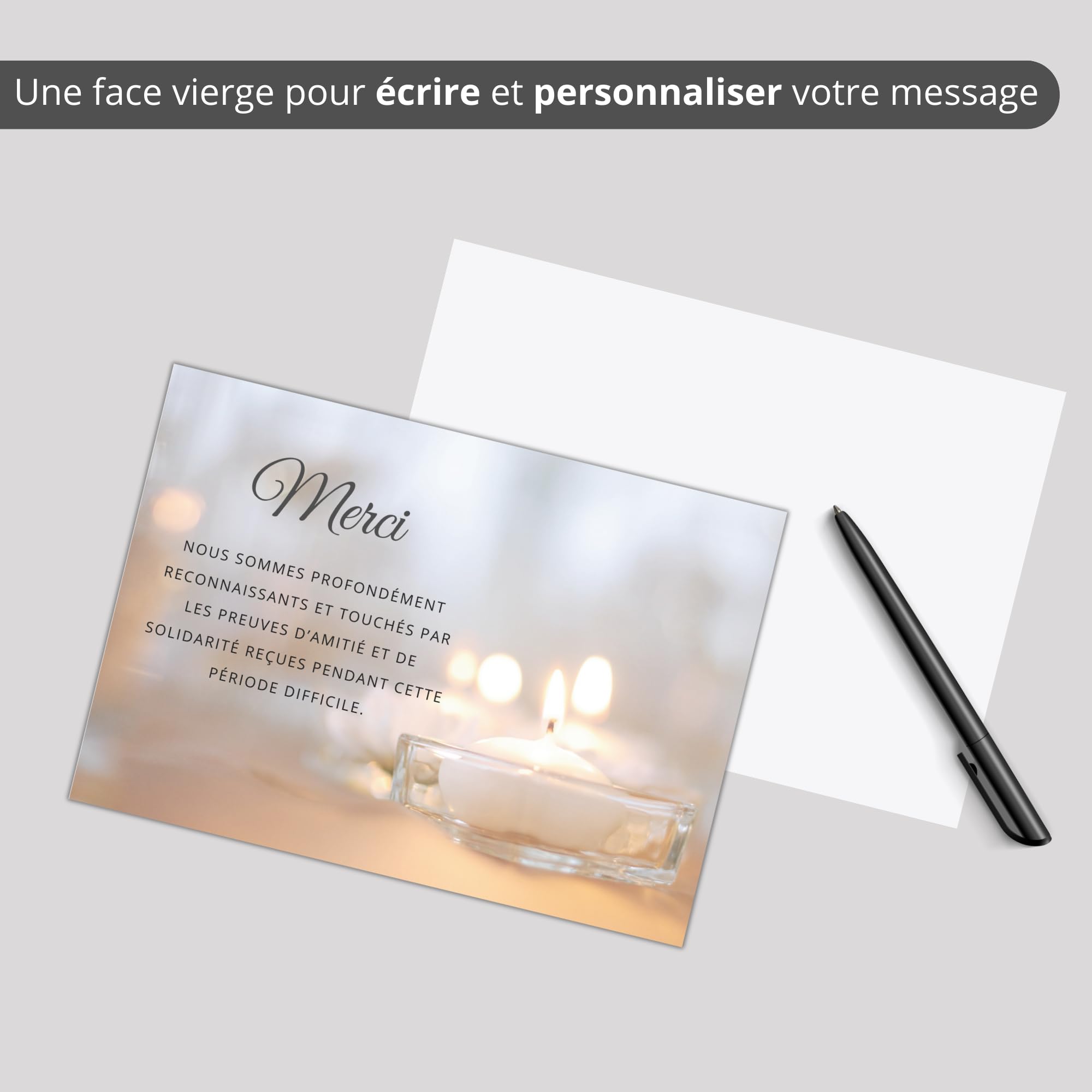 Biglietti ringraziamento lutto – Set di 75 biglietti + 75 buste bianche, condoglianze, morti ossessanti o funerali, carta opaca di qualità, formato cartolina (14,8 x 10,5 cm), design sobrio ed