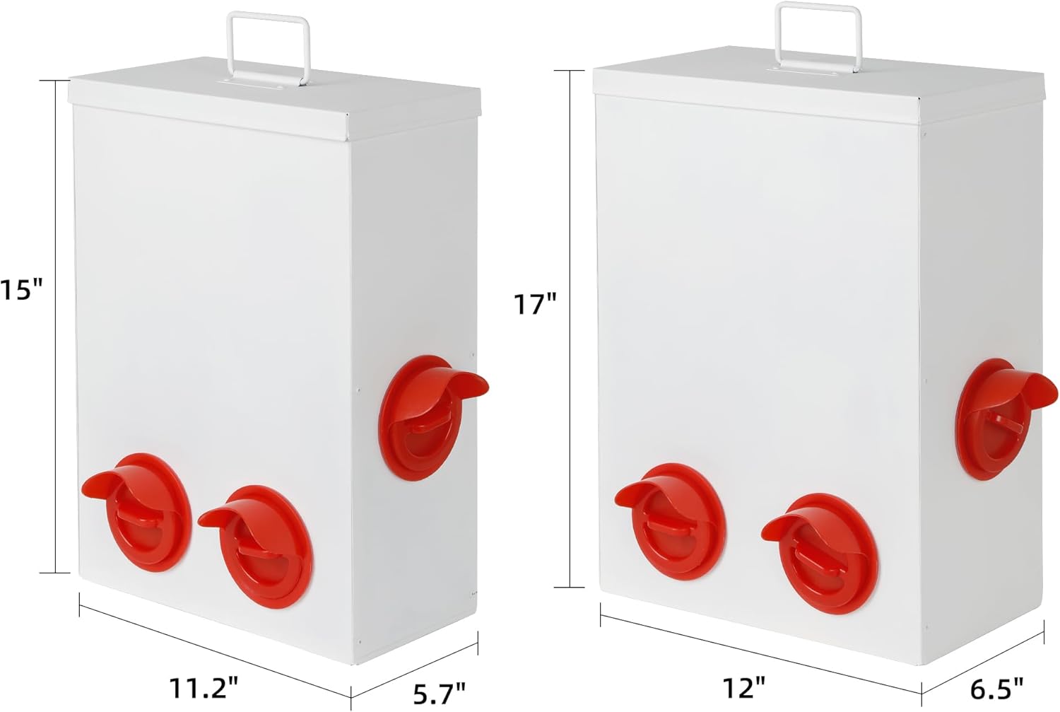 Solution4Patio 2Sets Metal Chicken Feeder, 15-20Lbs Automatic Gravity Hanging Chicken Feeder with Waterproof Lid, Heavy-Duty Hanging Design & Waste-Free Tray for Outdoor Chicken/Ducks