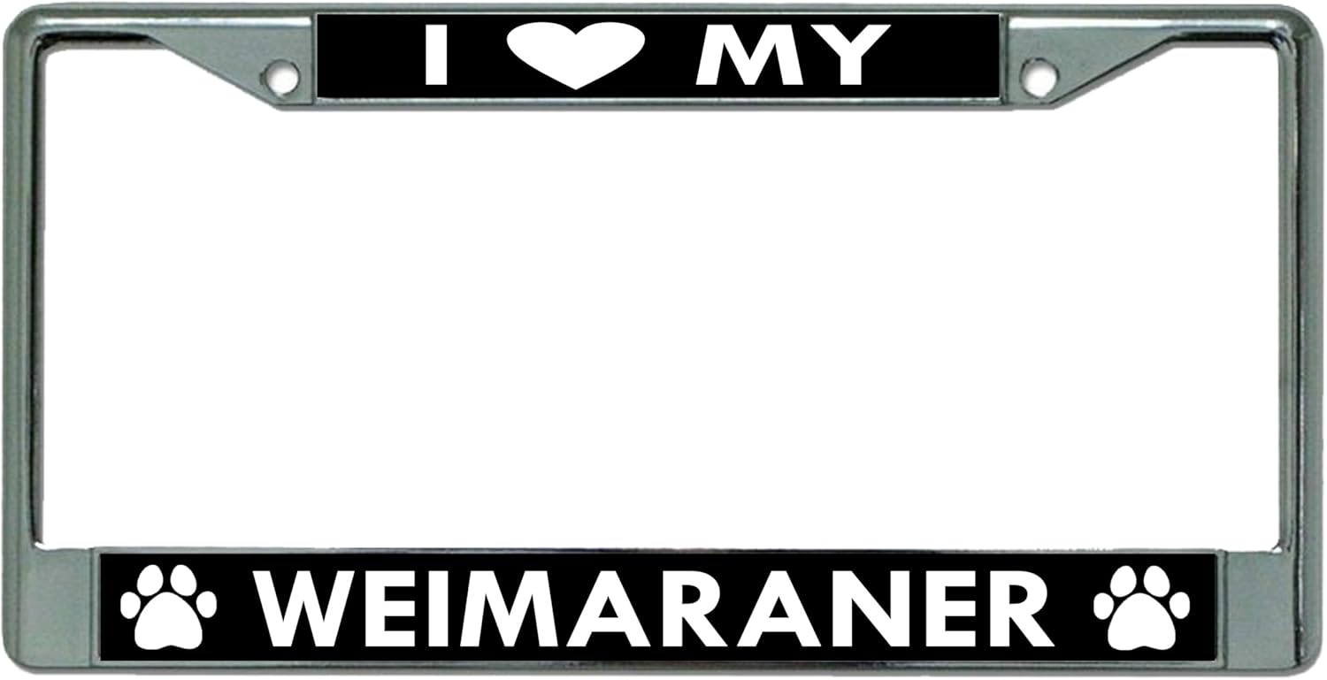 I Heart My Weimaraner Dog Chrome License Plate Frame
