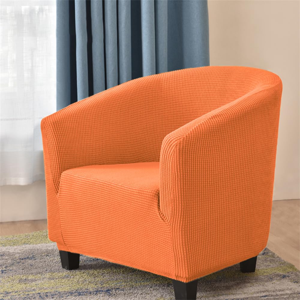 WJHDWYD Convertible Chesterfield Armchair Cover Stretch Jacquard Solid Color 1 Seater Armchair Cover Lounge Club Armchair Cover, Easy to Install and Wash(Orange)