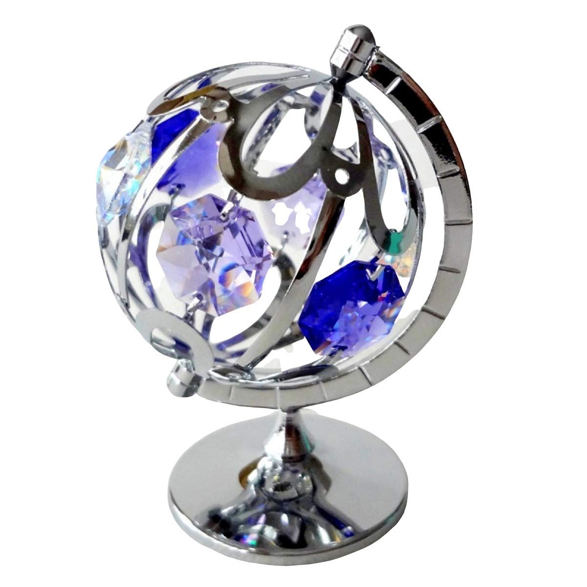 Crystocraft Men's C2 - Spinning Globe Fathers Day `S Gift Crystal Figurine Chrome Ornat Swarovski With Gift Box Present For All Celebration Occasion For Dad Brother Uncle Collectible Figurines (C2 - Spinning Globe)