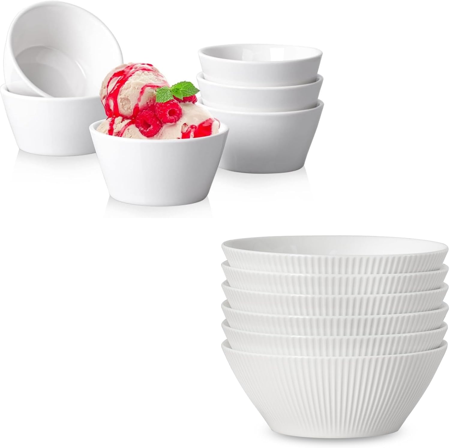8 Ounce Dessert Bowls, Large Soup Bowls 30 oz Set of 6