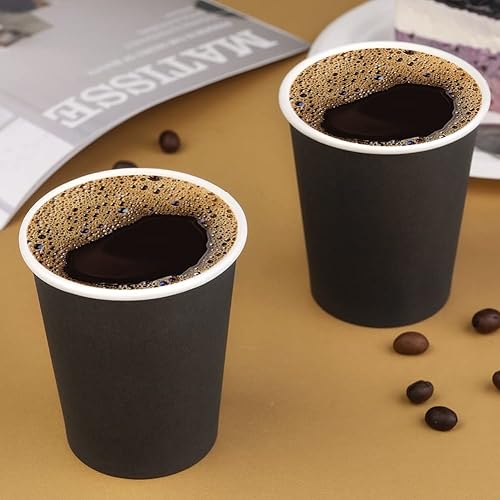 Miniatura 4 de Paquete de 50 tazas de café de papel desechables negras de 8 onzas, tazas de café de taza caliente, taza de té de papel, tazas de bebidas para
