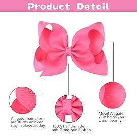 Oaoleer Hair Bows Clips Grosgrain Ribbon Bows Hair Alligator Clips Hair Barrettes Hair Accessories for Girls Toddler Infants Kids Teens Children (8inch)