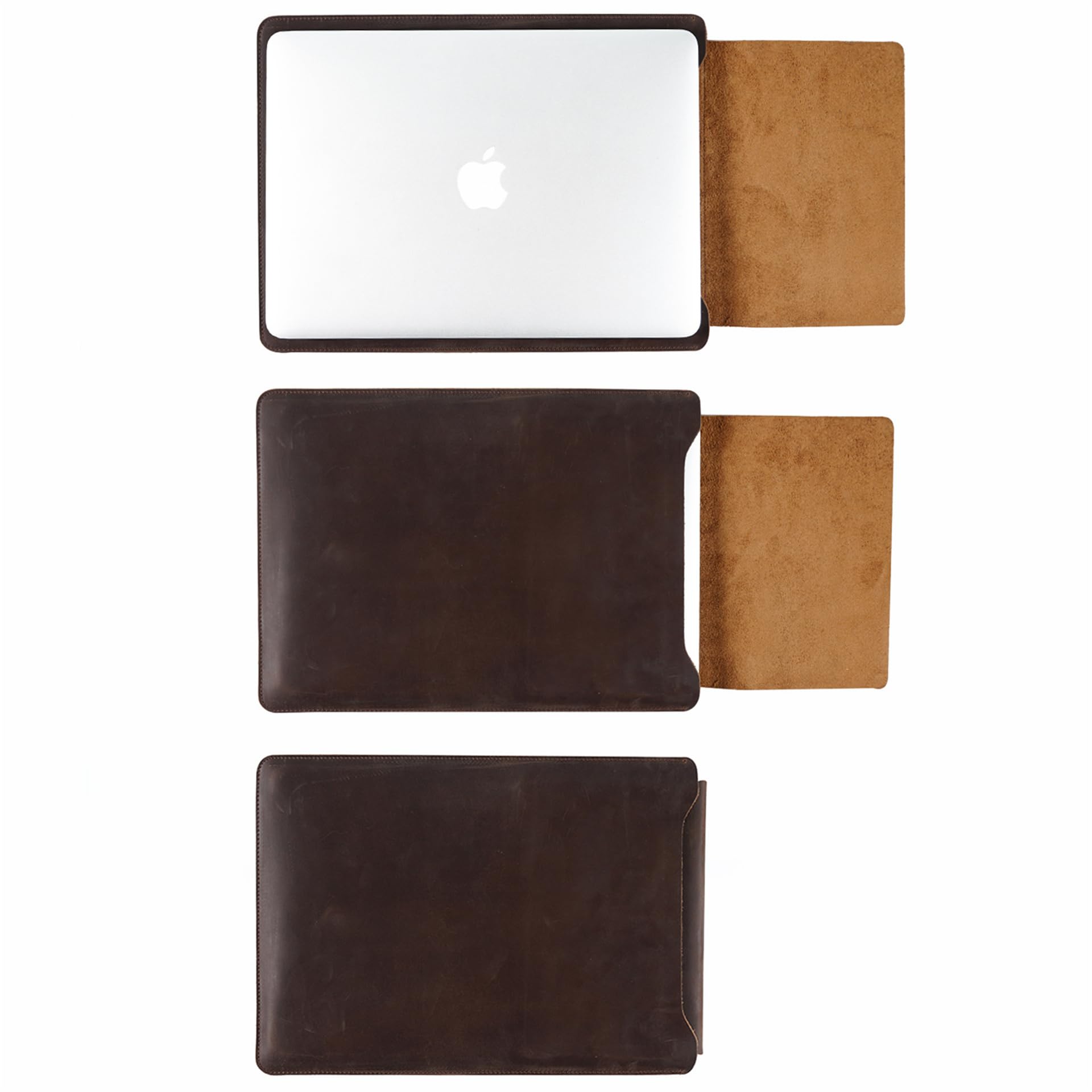 Laptophülle aus echtem Leder für MacBook Pro & Air Fits12, 13, 14 Zoll, Vintage Leder Tablet Innentasche