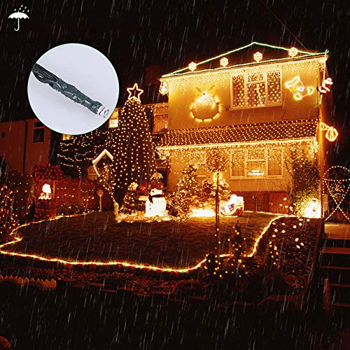Guirlande LED Lumineuse à piles 200 LED 20M 8 modes de lumière IP65 Etanche Avec Télécommande Décoration intérieur et extérieur pour Noël Mariage Soirée Maison Jardin(Blanc Chaud) Cover