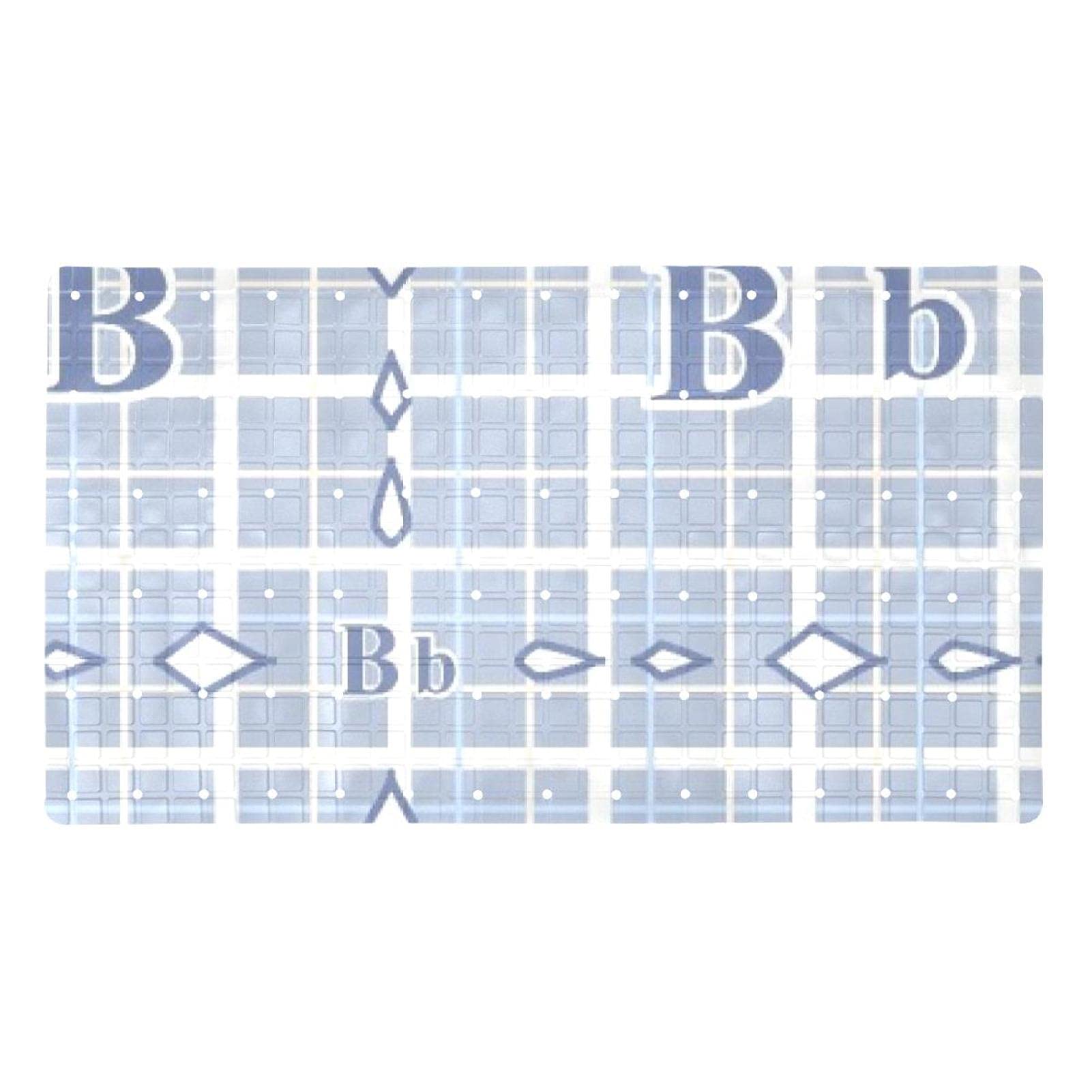 Tapis de salle de bain antidérapant avec ventouses - Lettre B bleu ciel