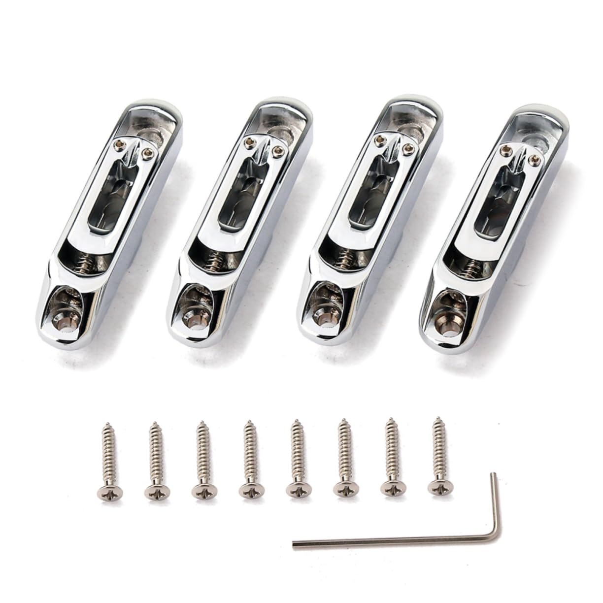 Toddmomy Guitar Saddle Bridge for Bass 4 Pieces Set Highly Polished Zinc Alloy Bass Bridge