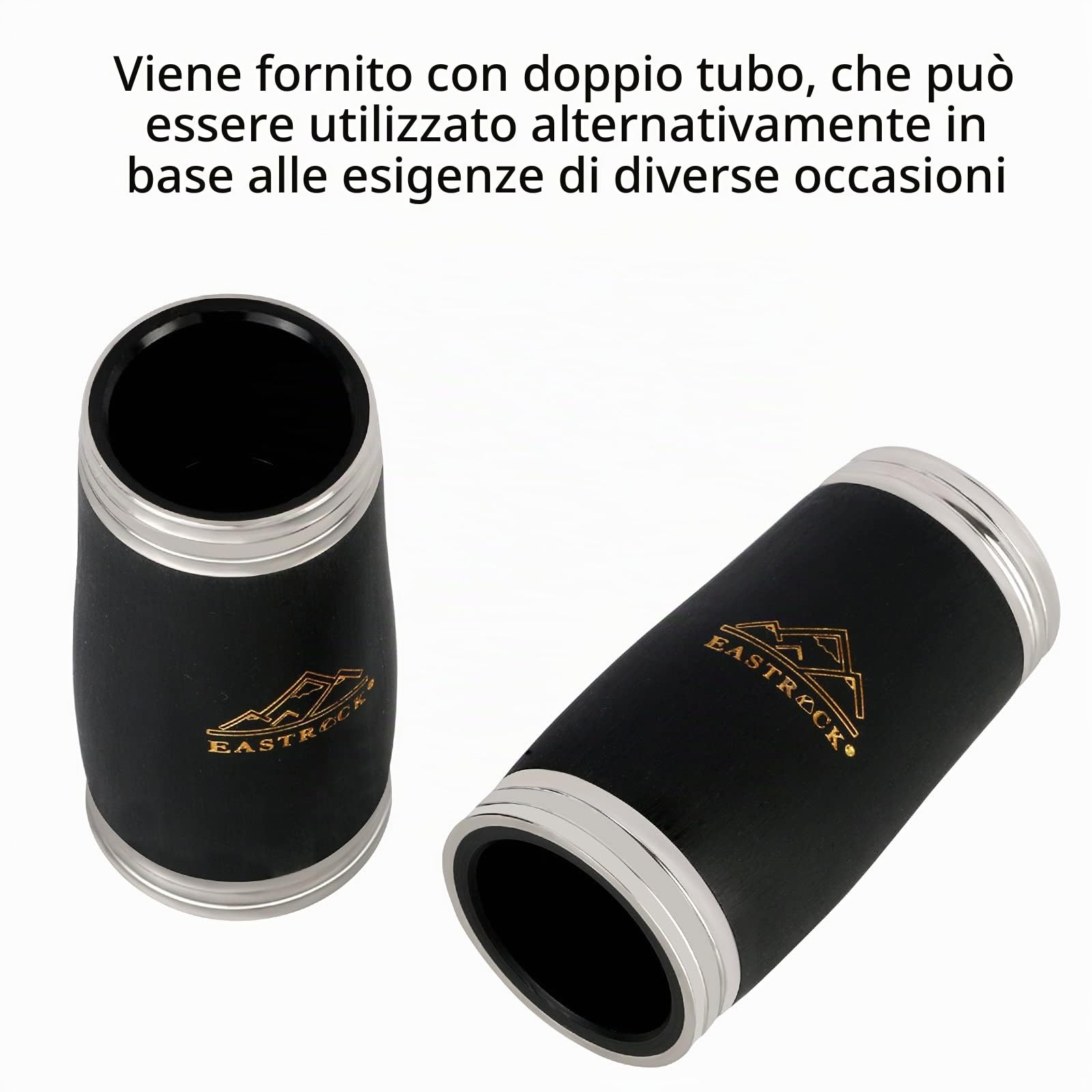 B Clarinetto piatto per principianti, clarinetto in Sib 17 chiavi nichelate, Clarinetto ABS con 2 barili, supporto per 8 bocchini, kit di pulizia per clarinetto (nero)