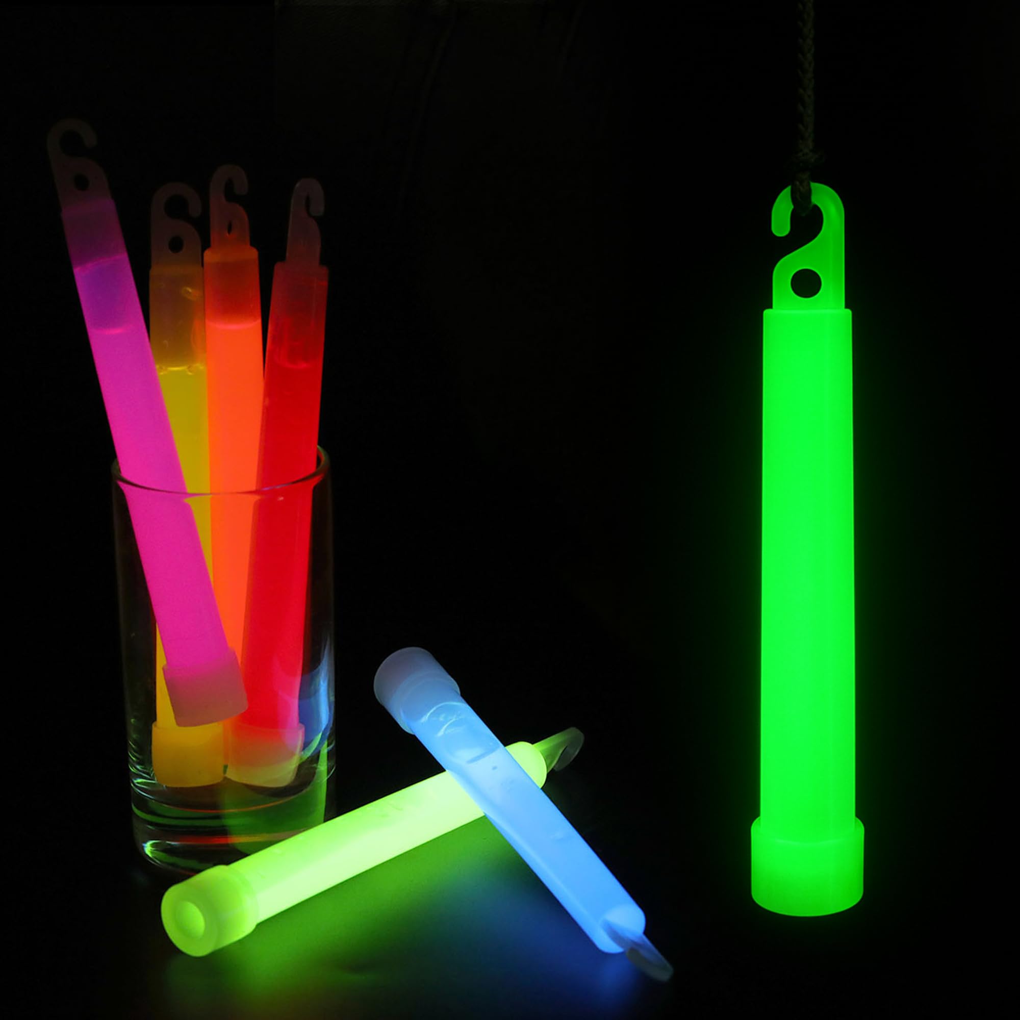 WedDecor Neón Barra Luminosa Tubos Fluorescente 6 Inches 25pcs Verde Brilla en la Oscuridad