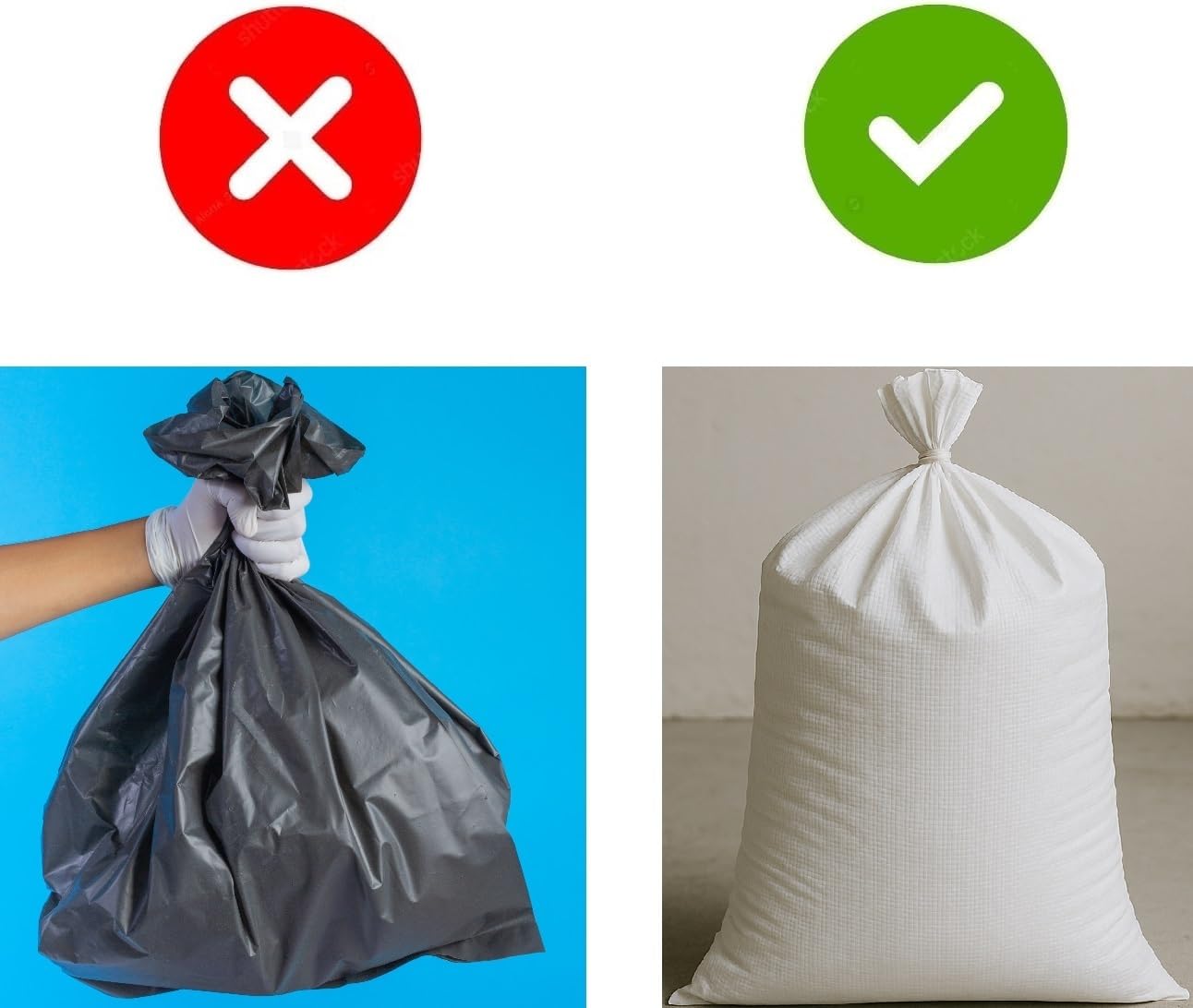 Sac Gravat Chantier 60x90cm Supporte Jusqu'à 50 kg | Sacs en Polypropylène Tissé Sac à Feuilles pour Jardin | Boudin Anti Inondation Réutilisable Sandbag de Sable pour Lester (100)
