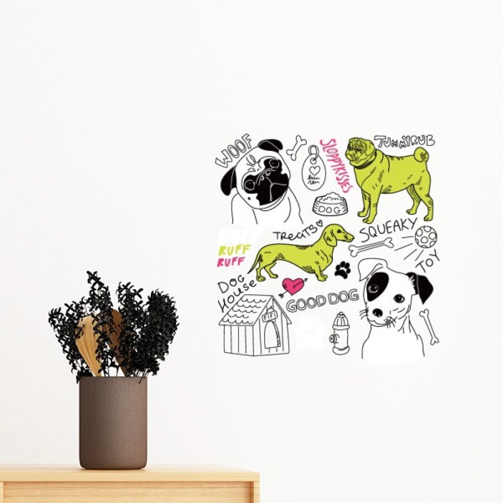 Décoration murale chien dessin animé amovible sans abîmer le mur